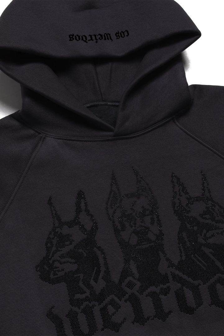 ANTHRACITE rhinestone oversized hoodie