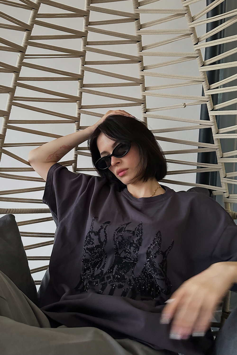 ANTHRACITE rhinestone t-shirt