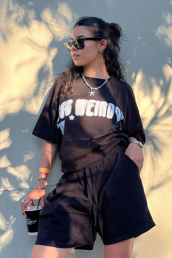 MYDRUG black rhinestone oversized t-shirt