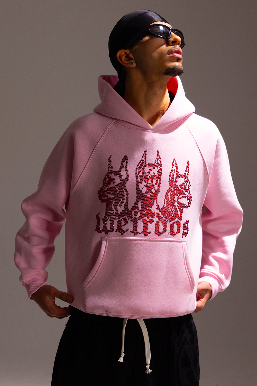 BLUSH rhinestone oversized hoodie