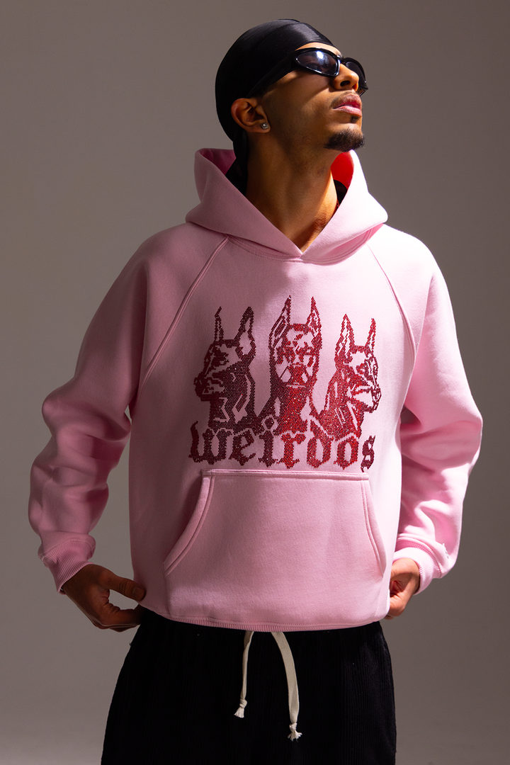 BLUSH rhinestone oversized hoodie