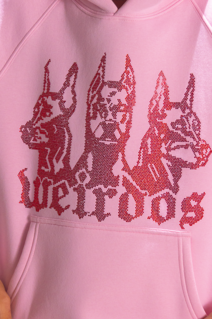 BLUSH rhinestone oversized hoodie