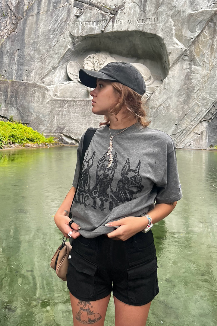 CHARCOAL rhinestone t-shirt