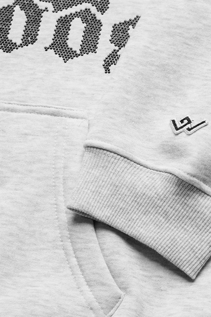 GREY FOG rhinestone oversized hoodie