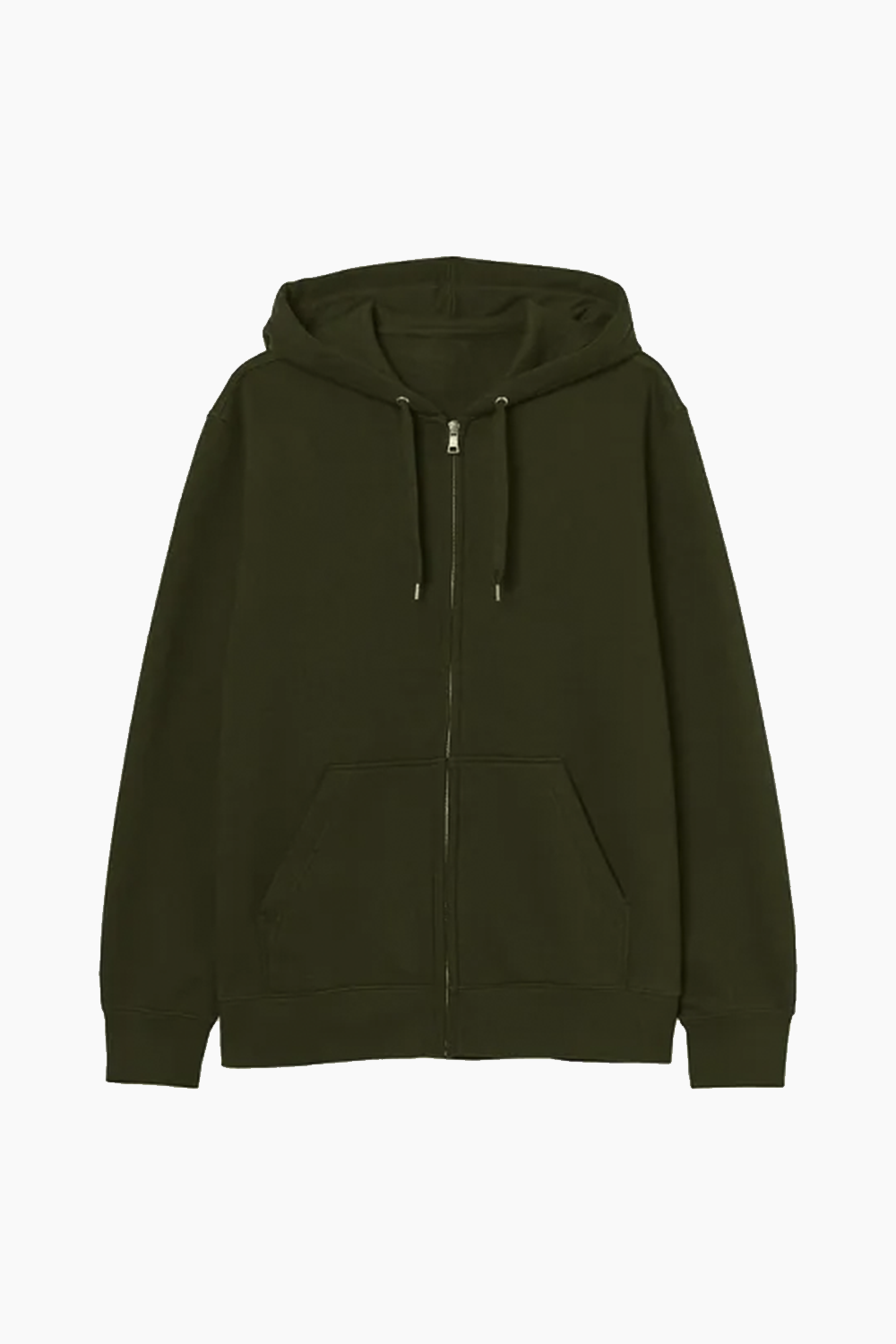KHAKI basic zipped hoodie