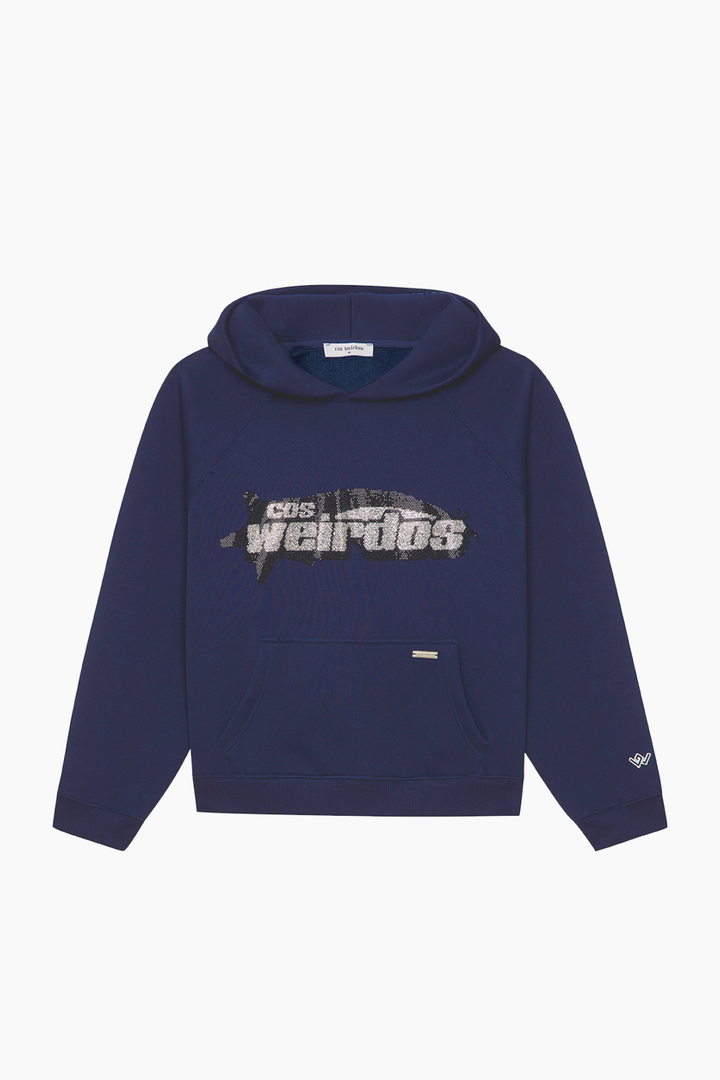 NAVY rhinestone oversized hoodie