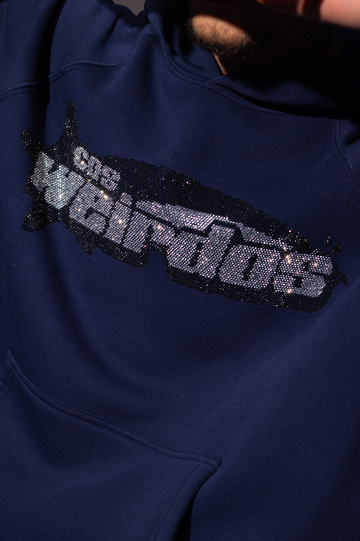NAVY rhinestone oversized hoodie
