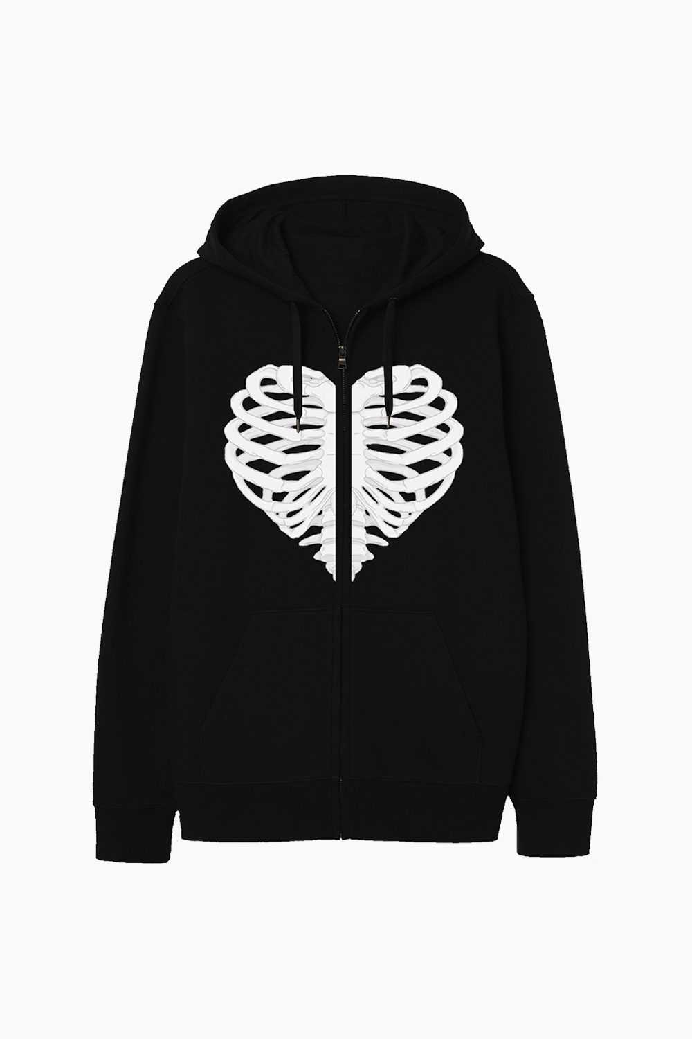 Cos Weirdos - RIBCAGE black zipped hoodie